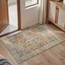 Lahome Oriental Door Mat Indoor Entrance, 60"x30" Washable Indoor Rugs for Entryway Soft Small Kitchen Rugs Non Slip Ultra-Thin, Vintage Door Mat Carpet for Bedroom Bathroom, Peach/Orange (Terracotta)