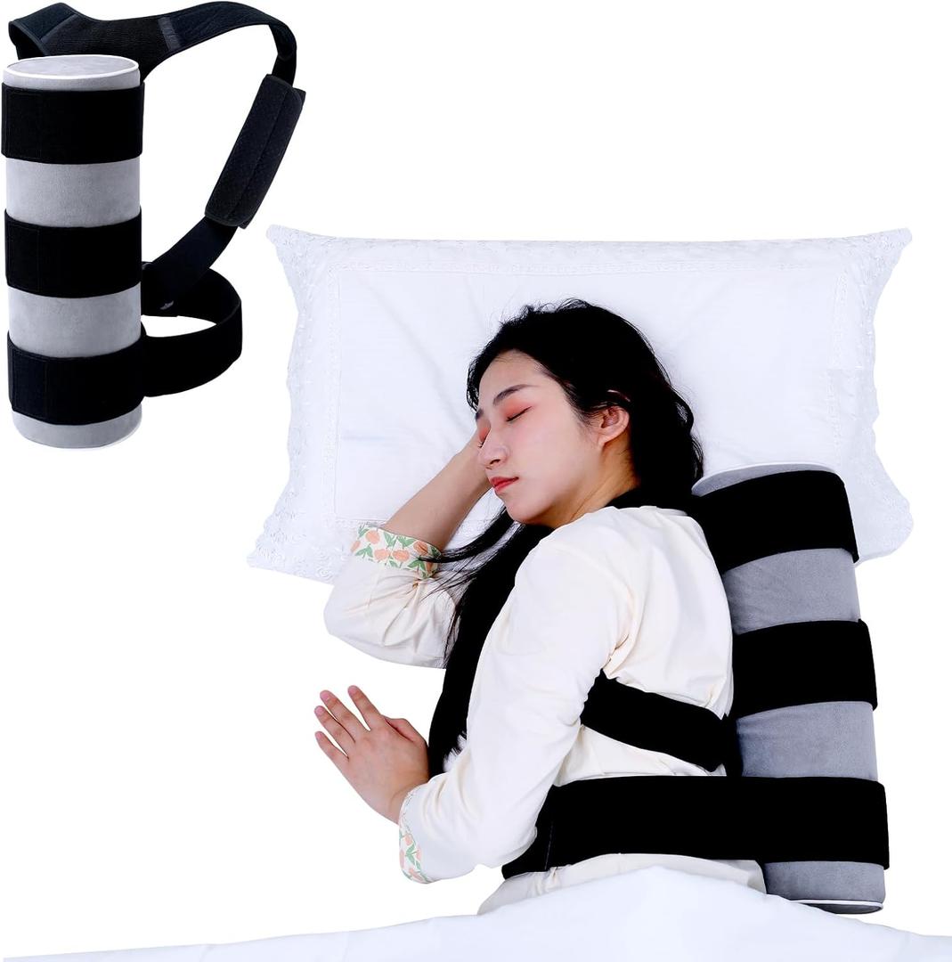 Side Sleep Trainer for Positional Sleep Apnea - Anti Snoring Device to Prevent Back Sleeping, Sleep Positioner for Snore Relief & Better Breathing | Lightweight, Comfortable & Effective, Long Foam