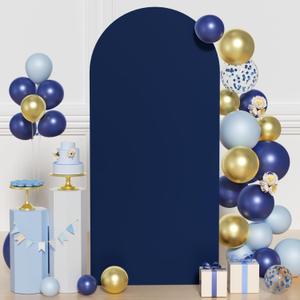 FUHSY Spandex Fitted Wedding Arch Cover 6 FT Navy Arch Backdrop Cover Chiara Wall Backdrop Covers for Arch Stand Arched Stand Covers Blue Arches Cover for Wedding Birthday Party Banquet Decor