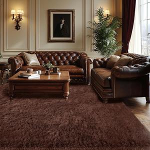 Living Room Area Rugs 8x10: Brown Ultra Fluffy Non-Slip Floor Carpet for Bedroom Living Room Home Office, Soft Shag Rug Home Decor (Brown 8x10 Feet)