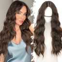 Eawwii Balayage Dark Brown to Chestnut Long Wavy Wig for Women, Pre-Cut HD Lace Natural Hairline, Glueless Middle Part, Synthetic Fiber for Daily and Party Use 26Inch