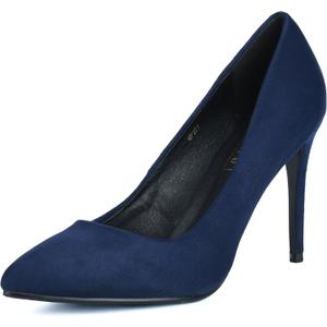IDIFU Women's IN4 Classic Pointed Toe High Heels Pumps Wedding Dress Office Shoes (8.5, Blue Suede)