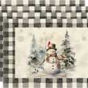 XCHI Watercolor Buffalo Plaid Snowman Snowflakes Christmas Winter Xmas Placemats Set of 4 Table Mats for Party Home Kitchen Dining Table Decorations 12x18 Inch