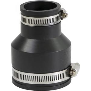 Supply Giant 6I52 Flexible PVC Reducing Coupling with Stainless Steel Clamps, 2.4" x 1.6" Inner Diameter for 2" x 1-1/4 Nominal Pipe, Black