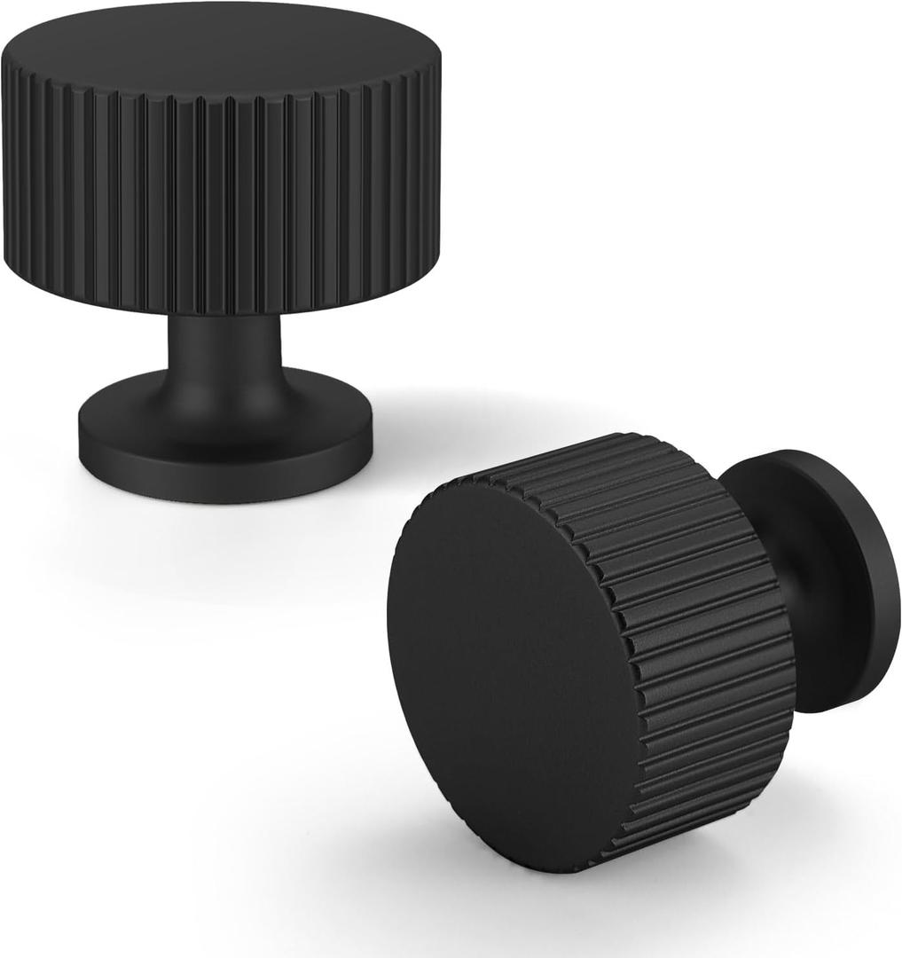 25 Pack Matte Black Cabinet Knobs for Kitchen Cabinets and Dresser DrawersRound Single Hole Hardware Handles PullsCupboard Drawer Knob