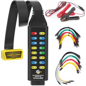 OBD2 Breakout Box Professional OBDII Breakout Box Protocol/Power/Ground Detector Breakout Box for Power the Car 16-Pin CAN Breakout Box Automotive with 4mm Banana Jack,18inch Cable,4 Sets Jumper Wires