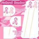 Domensi 300 Pcs Breast Cancer Awareness Cocktail Picks 4.7" Pink Ribbon Flower Toothpicks for Appetizers Bamboo Skewer Fruit Stick for Cupcake Food Sandwich Appetizer Charcuterie Skewer Party Supplies