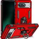Korecase for Google Pixel 8a Case 6.1" Military Grade Dual Layer Heavy Duty Rugged Shockproof Armor Cover with 360 Ring Kickstand, Full Body Protective Case for Google 8 Red