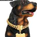 Jewelry Kingdom 1 Gold Dog Chain Collar with Dog ID Tag 18K Metal Stainles Steel Cuban Link Chain Strong Heavy Duty Chew Proof Walking Training Chain Collar (15MM, 14")