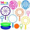 Roberly Bubble Wands Set Toys Bulk Funny Big Giant Large Bubble Making Maker with Tray for Kids Adult Summer Outdoor Playtime Activity Party Favors Gifts Birthday Games