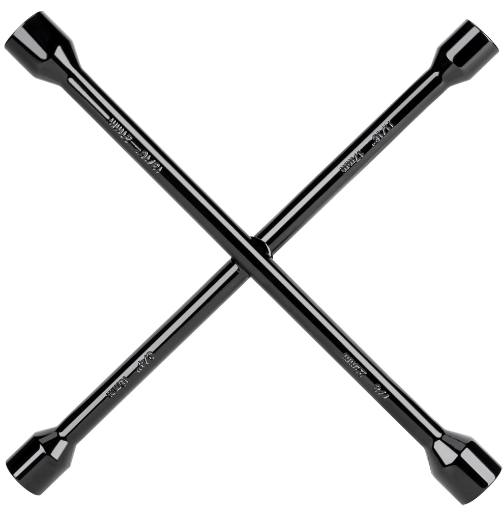CARTMAN Professional 14 Inch Universal Heavy Duty Lug Wrench 4 Way Tire Iron Wrench, Black
