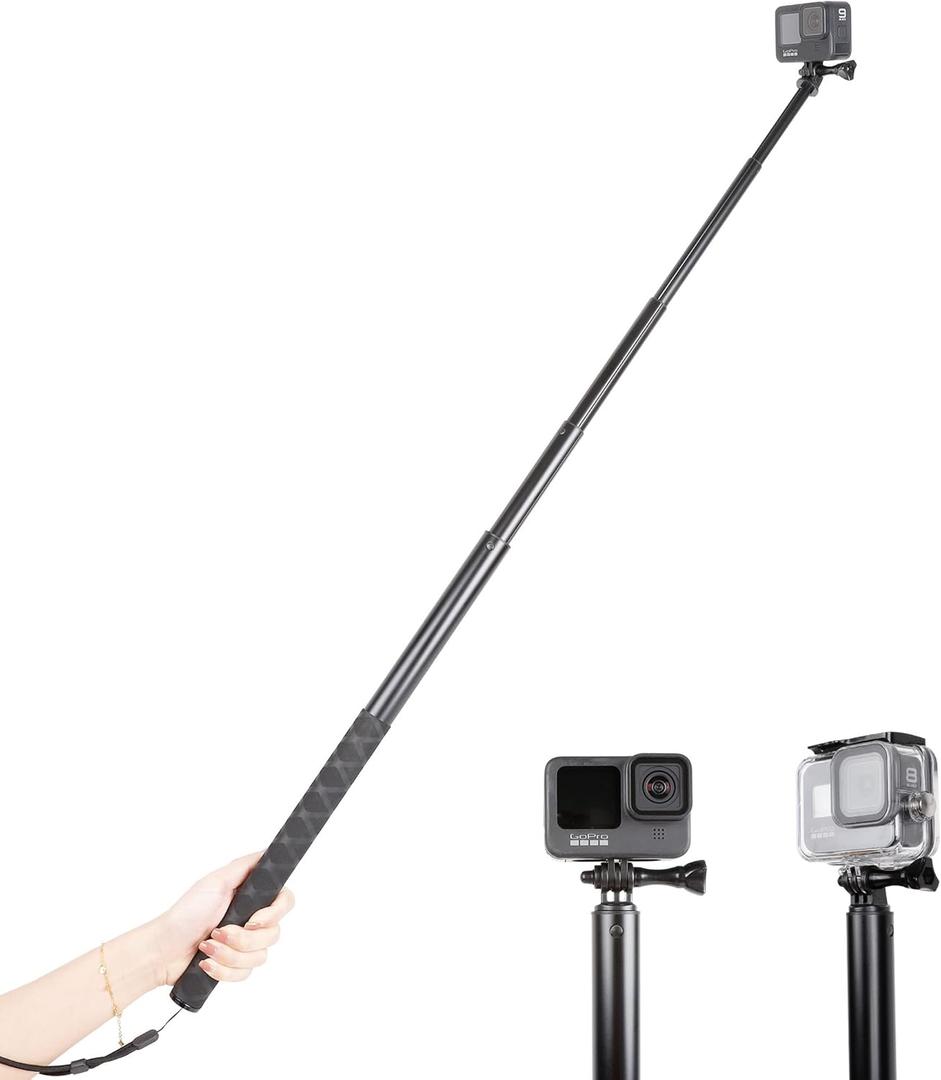 79inch Long Selfie Stick for GoPro 13/12 11 10 9 8 7 6 5 Blcak 4 Silver Go Pro Max Session, DJI Osmo Action 5 4 3 2,AKASO,Insta360 One RS R Cameras, 45-200cm Extendable Pole Monopod