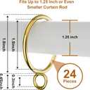 24 Pack Gold Metal Curtain Rings with Eyelets, 1.5 inch Inner Diameter Drapery Rings Apply for Curtain Rods(Fits Up to 1 1/4-Inch Rod)