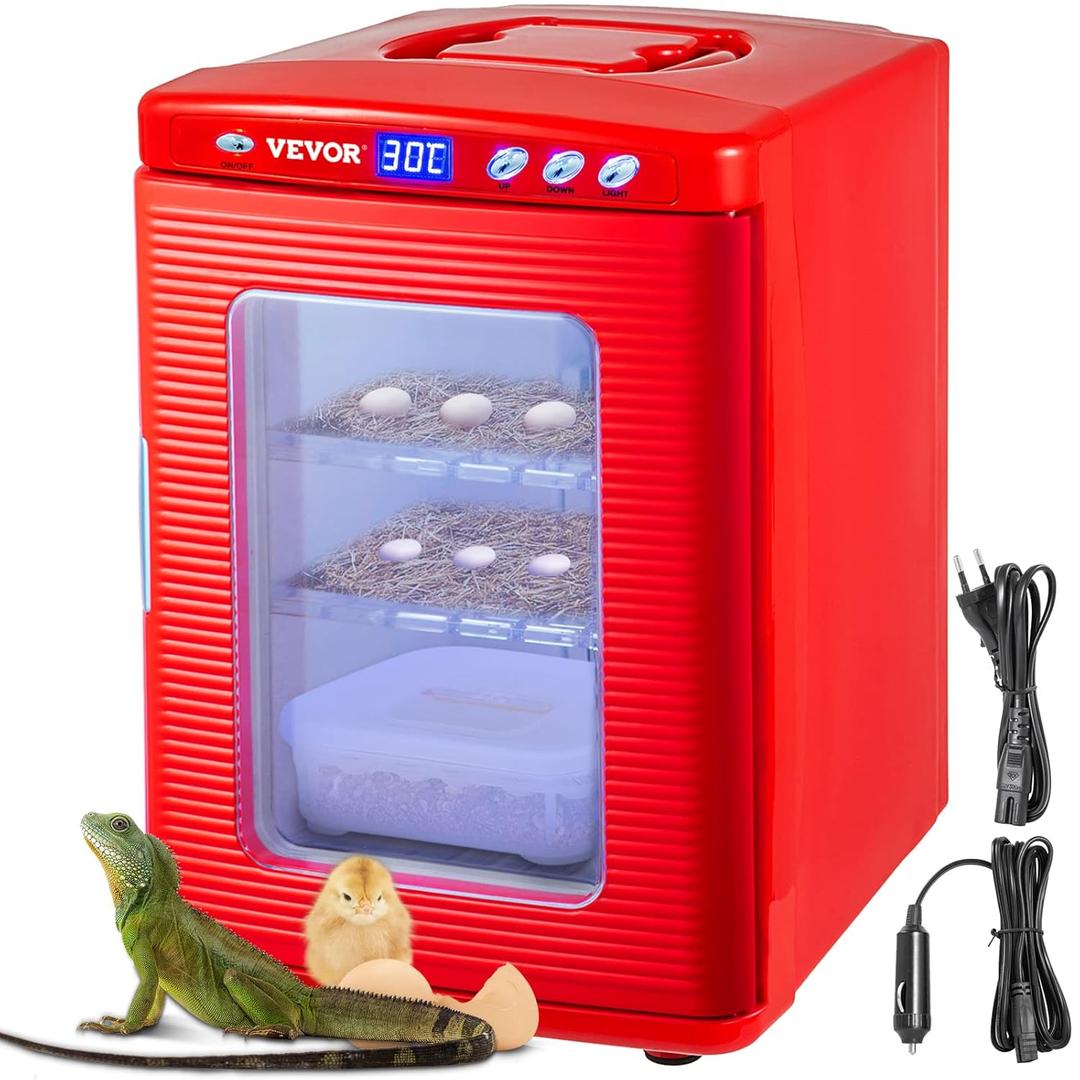 Happybuy Red Reptile Incubator 25L Scientific Lab Incubator Digital Incubator Cooling and Heating 5-42C Reptile Egg Incubator 12V/110V Work for Small Reptiles