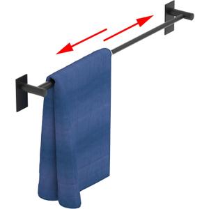 Adhesive Adjustable Towel Bar, HOMOTEK Economical Self Stick Towel Holders, Towel Rod Size from 12 Inch to 22 Inch Single Towel Racks, Towel Hanger Hook for Kitchen(1 Pack Matte Black)