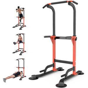 Dip Station - Home Gym Strength Training Pull-Ups Dip-Ups 330Lbs (orange)