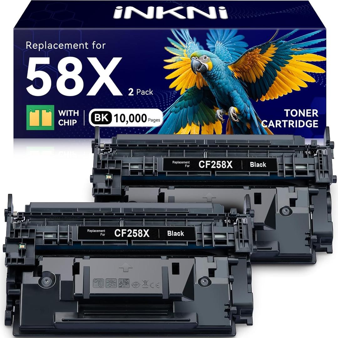 InkNI CF258X 58X Toner Cartridge (with Chip) Compatible Replacement for HP 58X CF258X 58A CF258A for LaserJet MFP M428fdw M428fdn M428dw M404 M428 Pro M404n M404dn M404dw Printer (2 Pack)