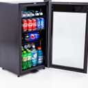 Avanti Beverage Cooler with Glass Door 108 Can Mini Refrigerator with Lock for Beer Soda Water Wine with Adjustable Shelves Digital Temperature Control and Interior Lighting, 3-Cu.Ft., Metallic