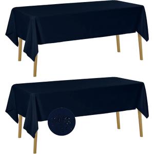 Fokitut 2 Pack Waterproof Rectangle Tablecloth, 60x120 Inch,Stain Resistant and Wrinkle Polyester Table Cloth, Fabric Table Cover for Kitchen Dining, Wedding, Party, Holiday Dinner-Navy