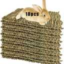Hamiledyi Rabbit Grass Mat Bunny Natural Straw Woven Bed Small Animal Cages Hay Mat Sleeping Chewing Nesting and Toys for Guinea Pig Chinchilla Squirrel Hamster Cat Dog (18pcs Rabbit Grass Mat)