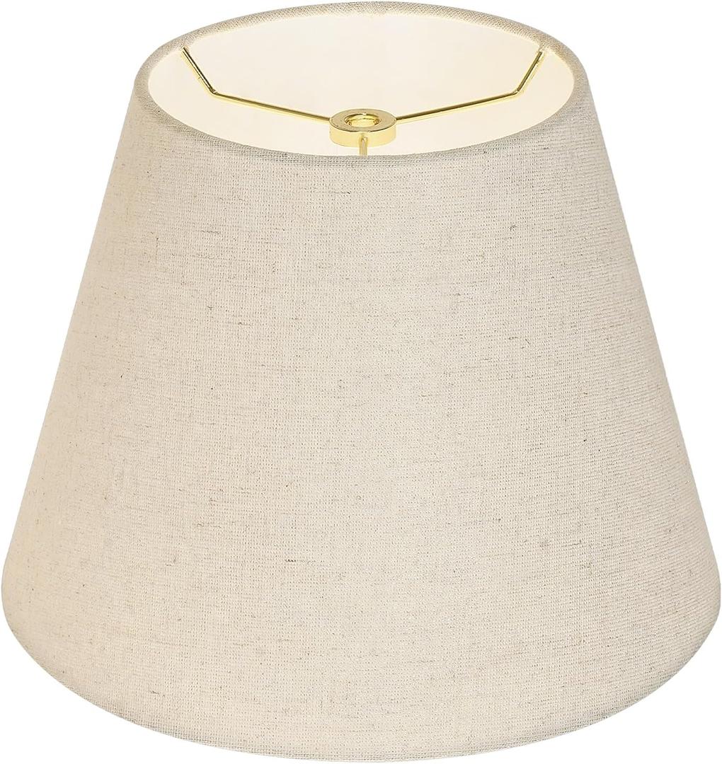 Small Lamp Shade, ALUCSET Barrel Fabric Lampshade for Table Lamp and Floor Light, 6x10x7.5 inch, Natural Linen Hand Crafted, Spider