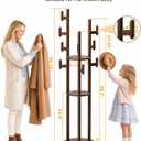 Rotary Coat Rack Freestanding - Solid Wood Coat Tree with 9 hooks & 3 Storage Shelves for Purse, Bag, Jacket, Hat, Corner Hanger Stand Racks for Hall, Entryway, Office, Modern Clothes Holder