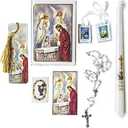Girls Blessed Sacrament Deluxe First Communion Gift Box Set with Candle