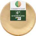 Charity Leaf Disposable Palm Leaf 6" Round Plates (50 pieces) Bamboo Like Serving Platters, Disposable Boards, Eco-Friendly Dinnerware For Weddings, Catering, Events