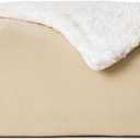 Casual Living Sherpa Throw Blanket Plush Fuzzy Cozy Fleece Throw for Couch Bed or Sofa Living Room and Bedroom Decor Washable Reversible Premium Warm Super Soft Blanket, 50-inch x 60-inch, Beige