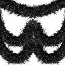 50 Feet Christmas Foil Fringe Garland Metallic Tassle Banner Wall Hanging Tinsel Streamers Backdrop for Parade Floats, Thanksgiving, Birthday, Halloween Party Decorations(2" x 50', Black)