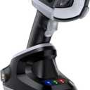 TEEMI 2D Bluetooth Industrial Barcode Scanner High-Resolution Megapixel Sensor Handheld Reader Industrial Rugged Design Easy Battery Swap Powerful Data Parsing (USB Cradle and Spare Battery Included)