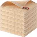 Homaxy 100% Cotton Terry Kitchen Dish Cloths, Ultra Soft and Absorbent Dish Towels for Kitchen, Suitable for Drying and Washing Dishes, 6 Pack, 12 x 12 Inches, Apricot