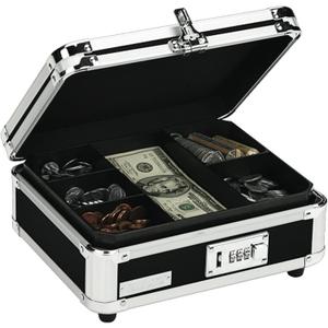 Vaultz Cash Box, Black (Standard, Black/Chrome)