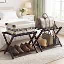Bamboo Fully Assembled Luggage Rack for Guest Room, Suitcase Stand Set of 2