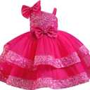 IBTOM CASTLE Girls Birthday Dress Sequin Tiered Tulle Tutu Party Flower Girl Wedding Toddler Pageant Formal Prom Gown, 5-6 Years