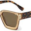 livho Rectangle Polarized Sunglasses Trendy for Women Men Retro Sun Glasses for Women Men 2025 Oversized UV Protection Shades, Pack of 2, Brown
