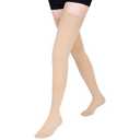 Wegitcs 15-20 mmHg Compression Stockings for Women & Men, Thigh High Compression Socks Medical Graduated Compression Support for Edema, Varicose Veins, Closed Toe, Beige,4XL