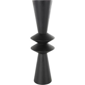 Deco 79 Metal Decorative Vase Art Deco Fluted Centerpiece Vase, Flower Vase for Home Decoration 8" x 8" x 26", Black