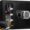 1.8 Cuft Small Safe Box with Fireproof Waterproof Bag, Safes for Home Documents, Anti-Theft Safety Box With Digital Keypad, Smart Alert System, Spare Keys, Personal Safe for Cash Money