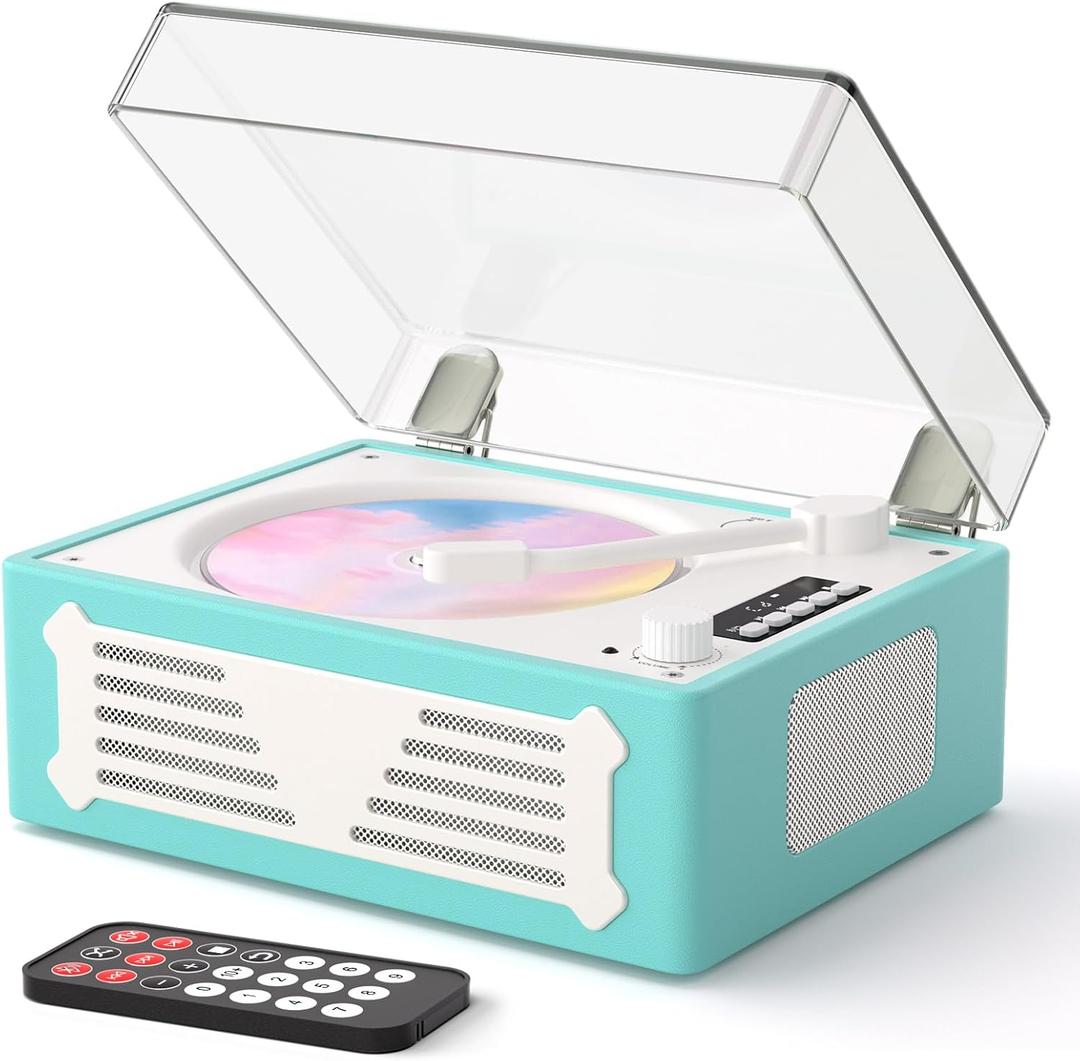 Portable Bluetooth CD Player with Speaker, Retro CD Player, LED Screen, USB Playback, AUX Input/Output, Rechargeable, Perfect for Home Decoration, Remote Control, and Home Entertainment