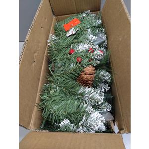 Christmas Garland with Lights, 50 LEDs 9FT Prelit Garland Battery Operated Outdoor Indoor Christmas Decorations Lighted Garland for Stairs Railing Fireplace Mantle Front Door Home Holiday Decor