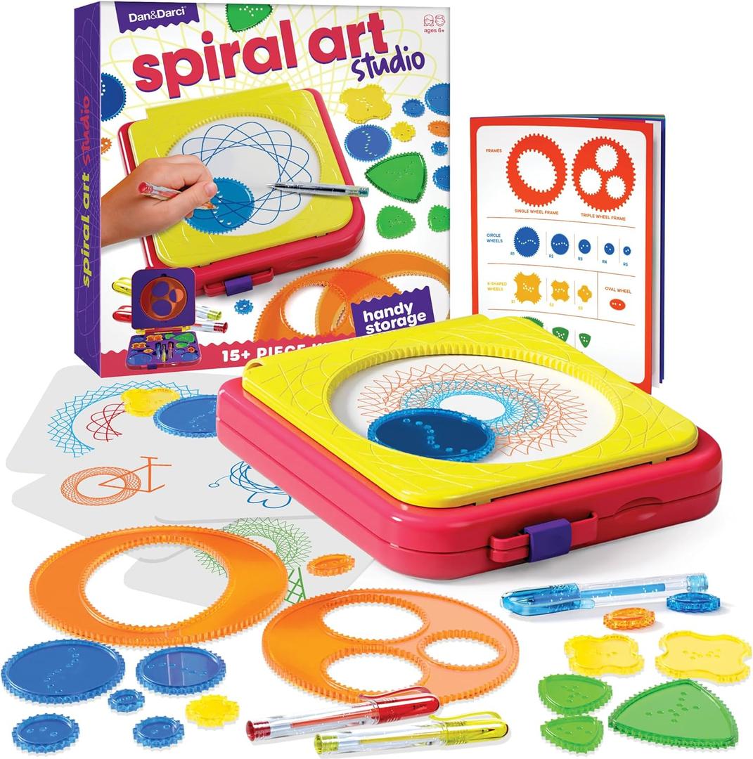 Dan&Darci Spiral Art Kit for Kids - Craft Set for Girls & Boys Ages 6-12 - Gifts for 6, 7, 8, 9, 10 Year Old Girl, Boy - Toys and Crafts Kits Gift - Arts Birthday Retro Vintage Ideas Drawing