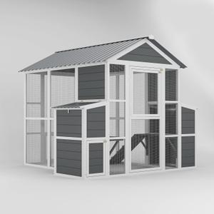 Outdoor Wooden Chicken Coop for 10 Chickens,Large Hen House Poultry Habitat Pet Hutch Run Cage with 2 Chicken Nesting Boxes,Walk in Chicken Coops Run W/Ramp and Run,Waterproof Roof,(80"82"69")