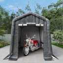 6X8 FT Heavy-Duty Portable Outdoor Storage Shed with Roll-Up Zipper Door & Vent, 240g Waterproof Carport Storage Shelter, UV-Resistant Canopy for Motorcycle, Firewood, Tools -Gray