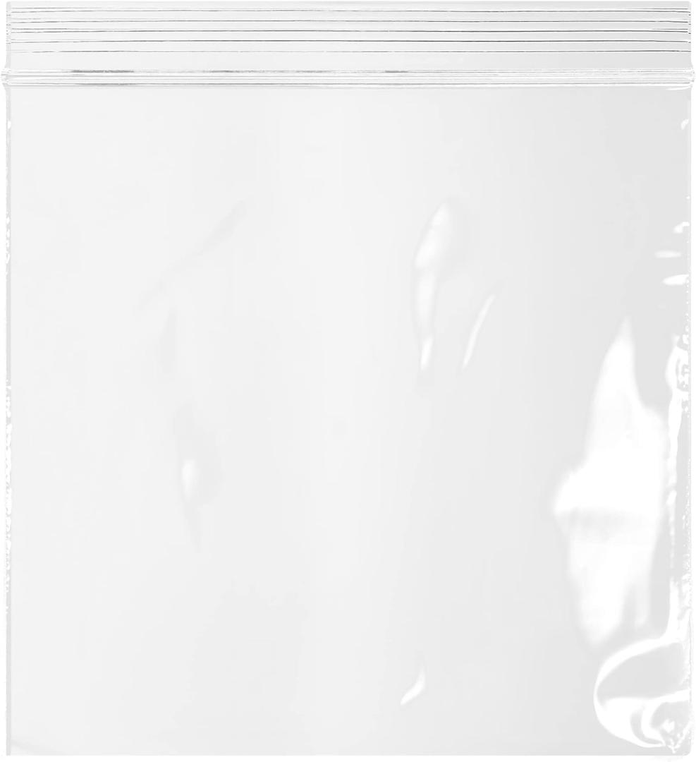 12" x 15" Large Zip Bags, 2 Mil Thick Clear Plastic Reclosable Zipper Lock Bags with Write-on White Block, with Resealable Zip Top Lock for Food Storage & Office Supplies, 100 Count