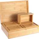 PCTHGMJ Bamboo Covered Wooden Box, Designed as a set of Five Usable Stash Box, Many Household Items can Be Packed Into Storage Chest