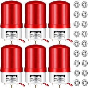 6 Pack Industrial LED Rotating Strobe Bulk 110v Beacon Warning Light Red Strobe Lights with Buzzer Emergency Flashing Signal Light Sound & Visual Alarm for Factory, Warehouse, Worksite