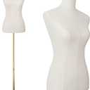 SHAREWIN Mannequin Torso Dress Form 40.55-73.23 Inch Height Adjustable Female Model Display Mannequin Body with Metal Bracket and Rectangular Base for Sewing Dressmakers Dress Jewelry Display, Beige
