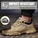 Steel Toe Shoes for Men Lightweight Puncture Resistant Safety Footwear Work Shoes Men Safety Work Shoe Comfortable for Construction Warehouse Jobs (Beige) 10.5