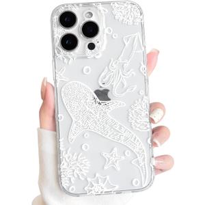 NITITOP for iPhone 15 Pro Max Case Clear Sea Animal - White Squid